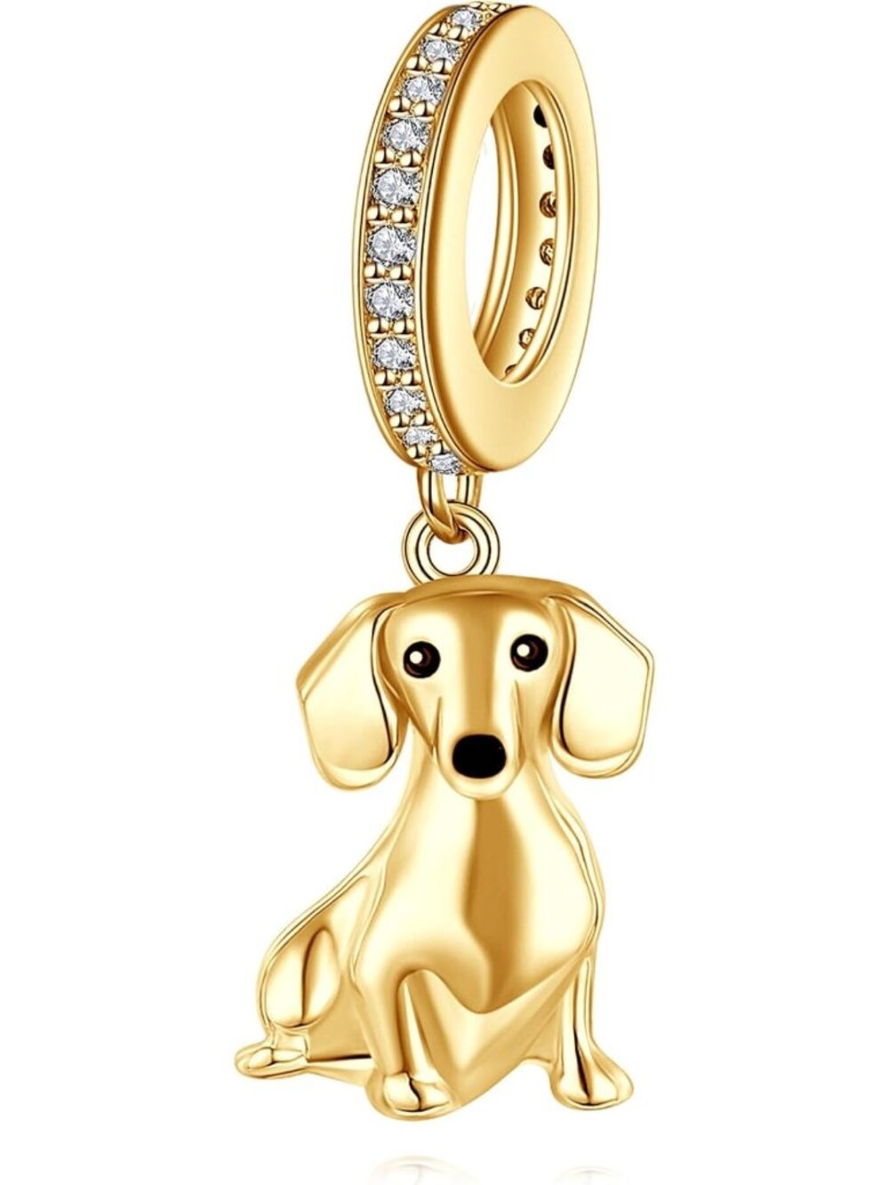 Cute Dachshund Charm S925 Sterling Silver Bead Jewelry for Dog Lovers Gifts